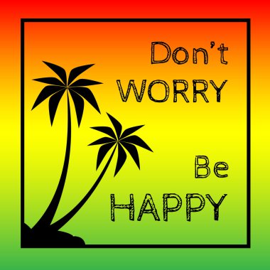 Reggae background with black pulms silhouette and quote clipart
