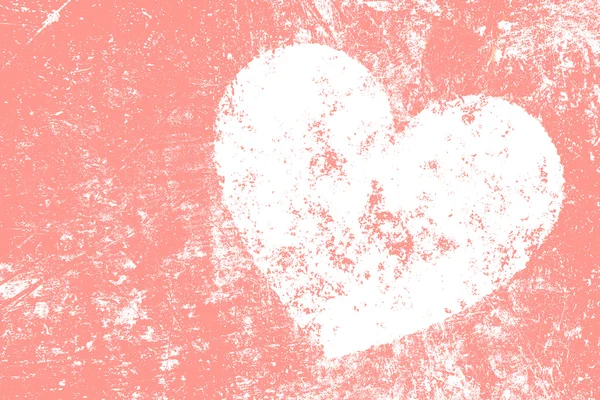 Grunge corazón blanco sobre fondo rosa — Foto de Stock