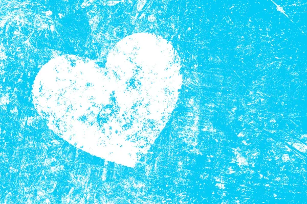 Mavi zemin üzerine beyaz Grunge kalp — Stok fotoğraf
