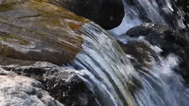 Ρυάκι ροή νερού με μικρό χάσμα — Αρχείο Βίντεο