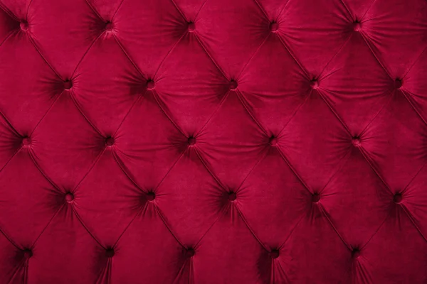 Red capitone tufted fabric upholstery texture — Stock Photo, Image