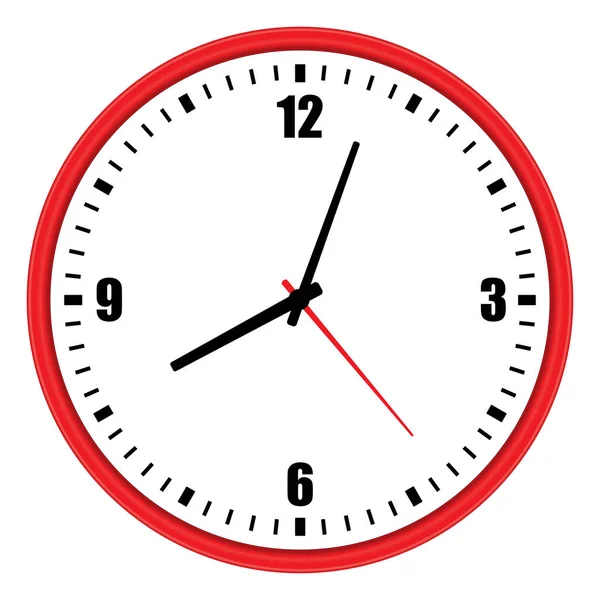 Illustration Vectorielle Une Horloge Murale Rouge Moderne Avec Chiffres Arabes — Image vectorielle