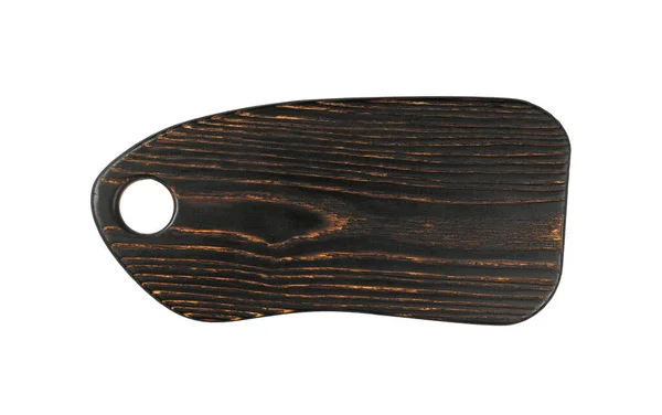 Blisko Jeden Kształt Ciemny Spalony Dąb Drewna Kuchnia Deska Krojenia — Zdjęcie stockowe