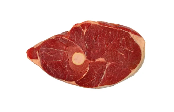Close Raw Lamb Mutton Meat Ossobuco Osso Buco Shank Isolated — ストック写真