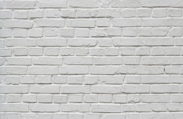 White painted brick wall background texture pattern; close up