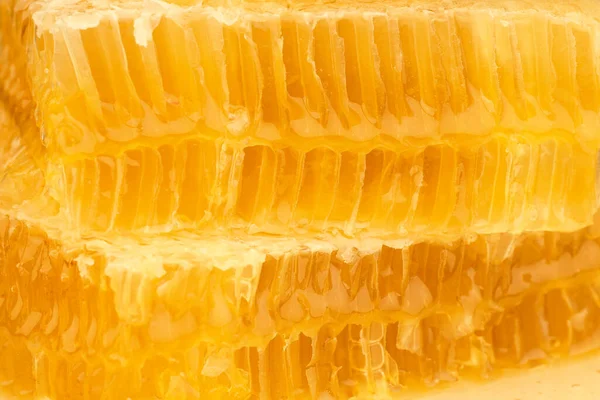 Close Cut Fresh Golden Comb Honey Background Texture Full Frame — Stock Photo, Image