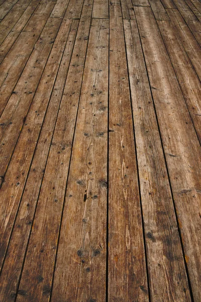 Vintage wooden surface with planks and gaps in perspective — Stock Photo, Image
