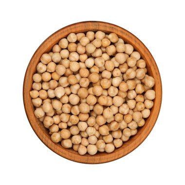 Koyu masa üzerinde kurumuş nohutlarla dolu ahşap kaseyi kapat, yukarıdan aşağıya doğru görünüş, desen ve renkler. Organik, çiğ nohut yemek için mükemmel, vejetaryen ve vejetaryen diyeti için ideal.. 