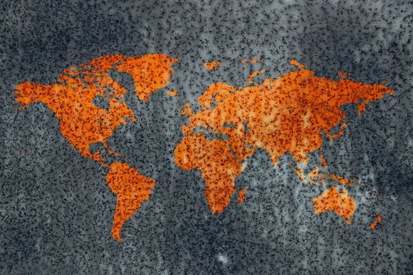 Mundo decadência metal mapa corrosão textura — Fotografia de Stock