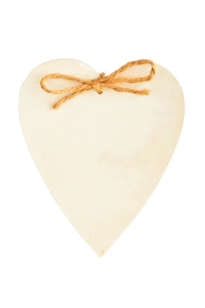 Painted wooden heart with rope isolated on white — Stock Photo, Image