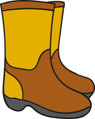 Lastik botlar, lastik botlar izole edilmiş, sarı lastik çizmeler.