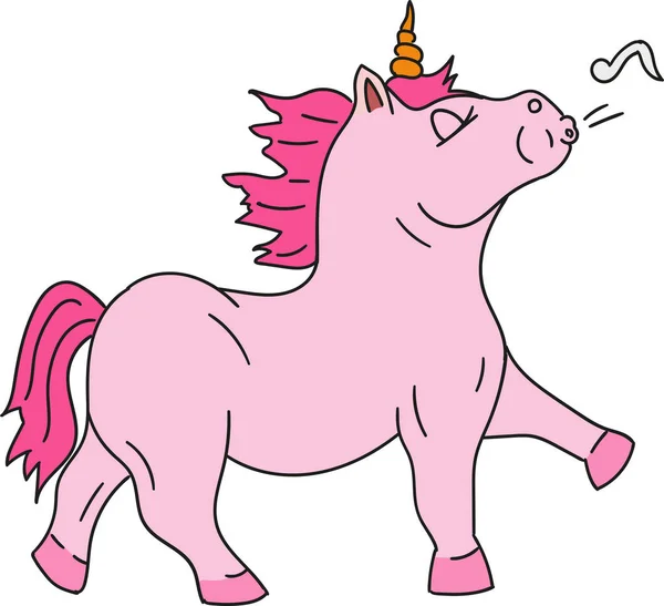 Vector unicorn. Little fantasy pink horse with pink hair. Cute character — Stock Vector