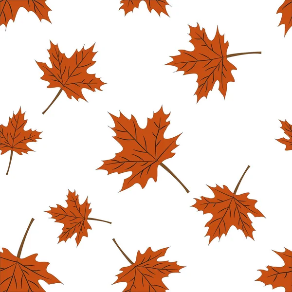 Ensemble automnal de feuilles d'érable orange sur fond blanc — Image vectorielle