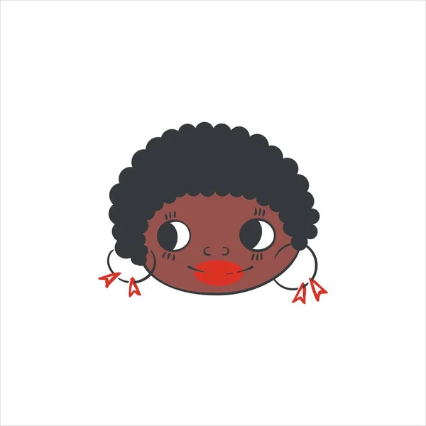 Retrato Menina Encaracolado Com Brincos Redondos Avatar Afro Americano Bonito —  Vetores de Stock