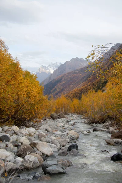 Rusya ve Kafkasya dağları sonbahar manzarası