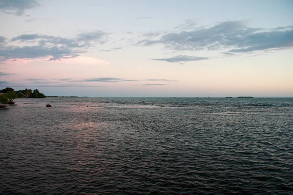 Solnedgång Havet Med Färger Som Reflekteras Den Puerto Rico — Stockfoto