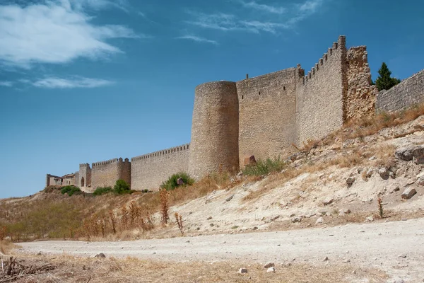 Parede Medieval Campos Queimados Pelo Sol Valladolid Espanha — Fotografia de Stock