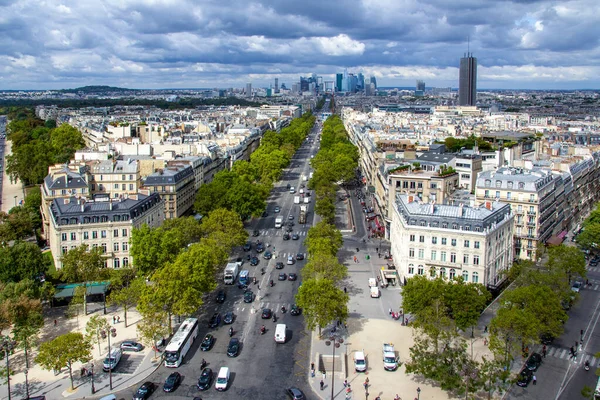Widok Lotu Ptaka Miasto Paryż Drapaczami Chmur Tle — Zdjęcie stockowe