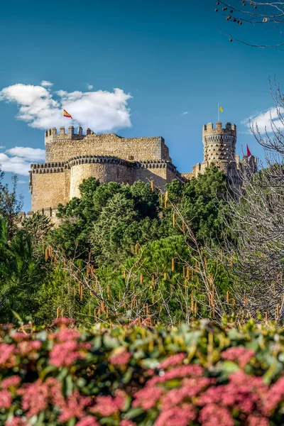 Novo Castelo Manzanares Real Também Conhecido Como Castillo Los Mendoza — Fotografia de Stock