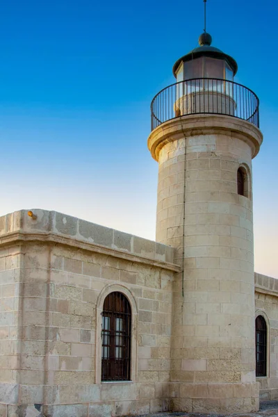 Farol Construído Com Rocha Vista Nível Solo — Fotografia de Stock