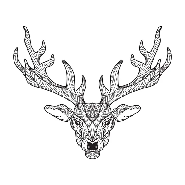 Tête de cerf avec cornes — Image vectorielle