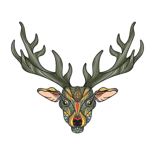 Tête de cerf avec cornes — Image vectorielle