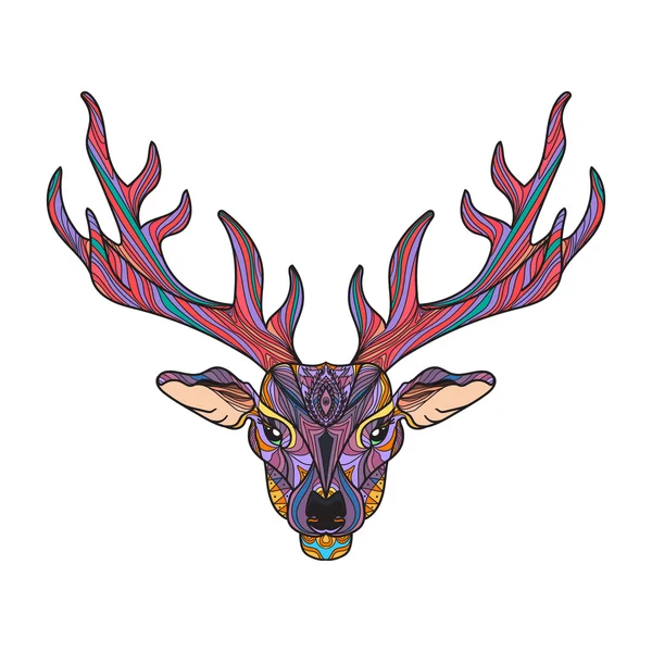 Tête de cerf avec cornes — Image vectorielle