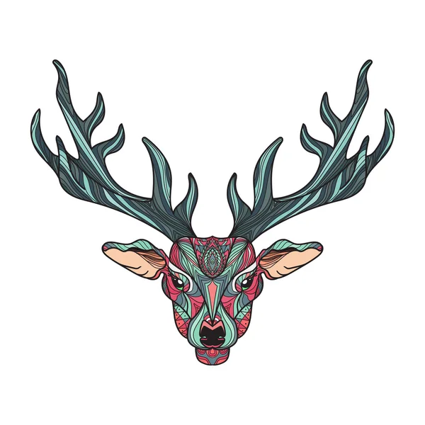 Deer head with horns — Stock Vector