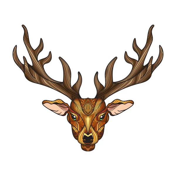 Deer head with horns — Stock Vector