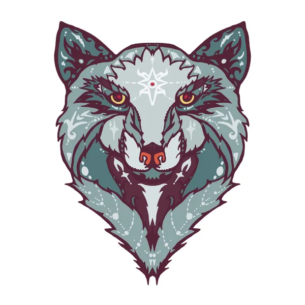 Άγρια λύκος τατουάζ — Διανυσματικό Αρχείο