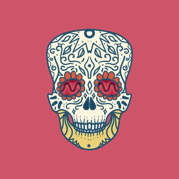 Crâne détaillé mexicain — Image vectorielle