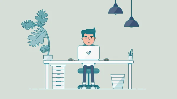 Espacio de trabajo de tecnología creativa — Vector de stock