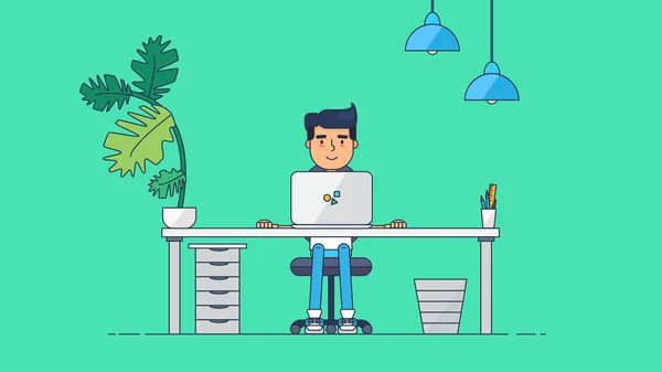 Espacio de trabajo de tecnología creativa — Vector de stock