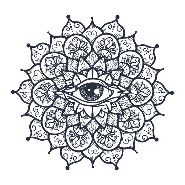 Alla seende ögat i Mandala — Stock vektor