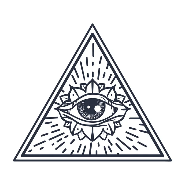 All Seeing Eye in Triangle — Stock Vector