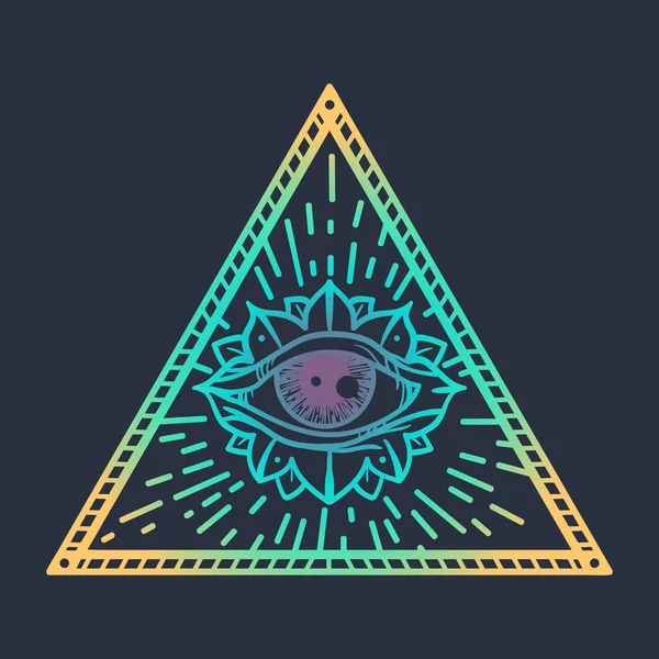 All Seeing Eye in Triangle — Stock Vector