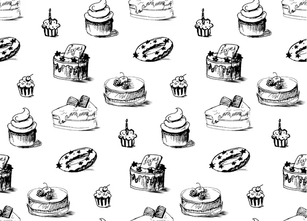 美味蛋糕无缝图案 — 图库矢量图片