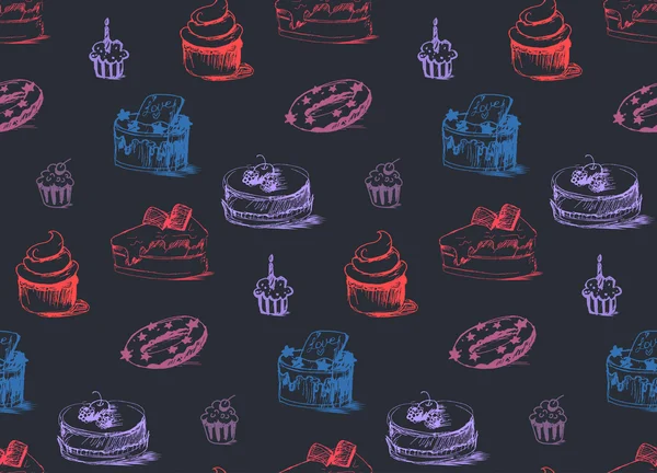 Tasty Cakes Seamless Pattern — Stock Vector