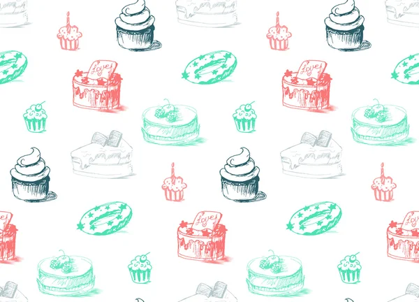 美味蛋糕无缝图案 — 图库矢量图片