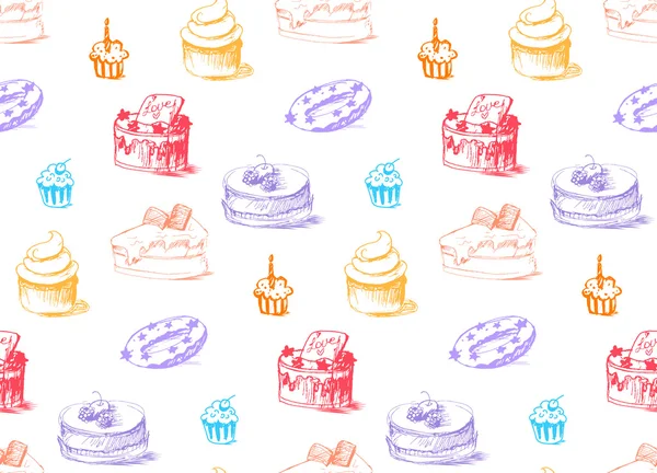 Smakelijke taarten naadloze patroon — Stockvector