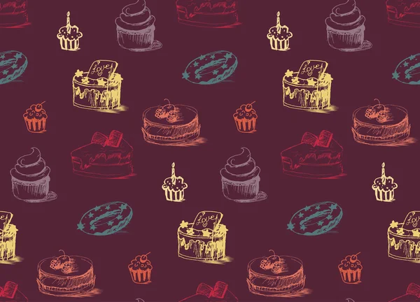 Gâteaux savoureux Modèle sans couture — Image vectorielle