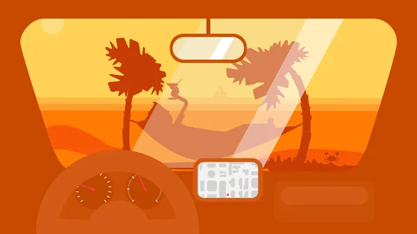 Viajes de verano en coche — Vector de stock