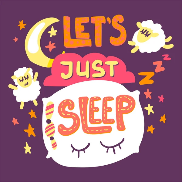 Mari Kita Hanya Tidur Tangan Gambar Vektor Ilustrasi Poster Lucu - Stok Vektor