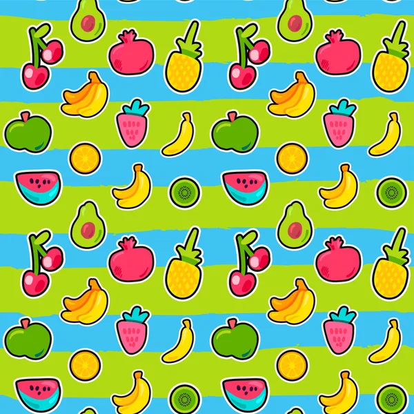 Frutas Tropicales Bayas Vector Patrón Sin Costuras Diseño Papel Pintado — Vector de stock