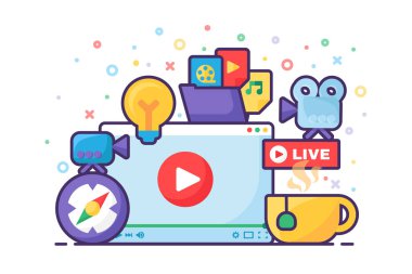 Canlı yayın fikri üreten konsept simgesi