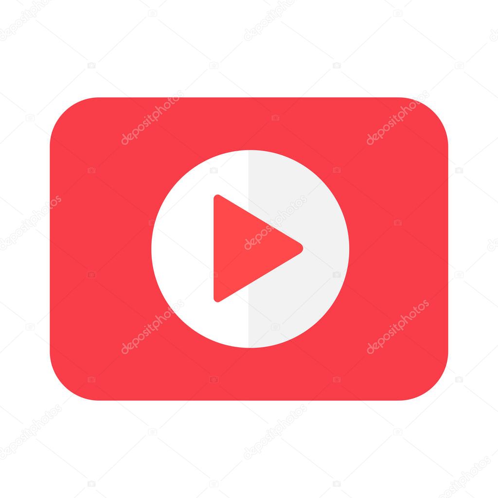 Play symbol flat vector icon. Audio, video, music player button. Resume sign. Multimedia symbol