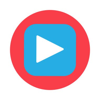 Düz vektör simgesini oynat. Video ses piktogram sembolü. Çokluortam etkinleştirme sembolü