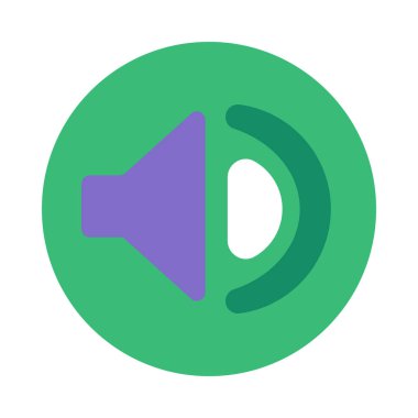 Medya Oynatıcı Düz Simgesi için Cilt Düğmesi, Sözcü İmza Vektör İllüstrasyonu. Web Sitesi Seyrüsefer ya da Mobil Uygulama Arayüzü için Ses Simgesi