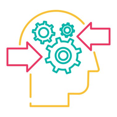 Karar verme süreci ince çizgi vektör simgesi. Sorun analizi ve çözüm ana hatları pictogram