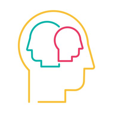 İç gözlem ince çizgi vektör simgesi beyaza izole edildi. Kişilik bozukluğunu doğrusal olarak ayır